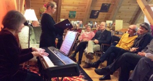 photo of musicians and audience at Christmas Off the Shelf